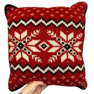 Christmas Red snowflake sweater knit ski Fair Isle pillow Poppy Gallium
